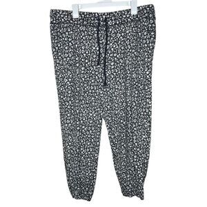 Lou & Grey Softblend Dark Grey/White Floral Print Jogger Pants Size XXL